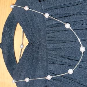 Vintage Faux Pearl and Silver Serpentine Chain Necklace Fashion Jewelry 19"